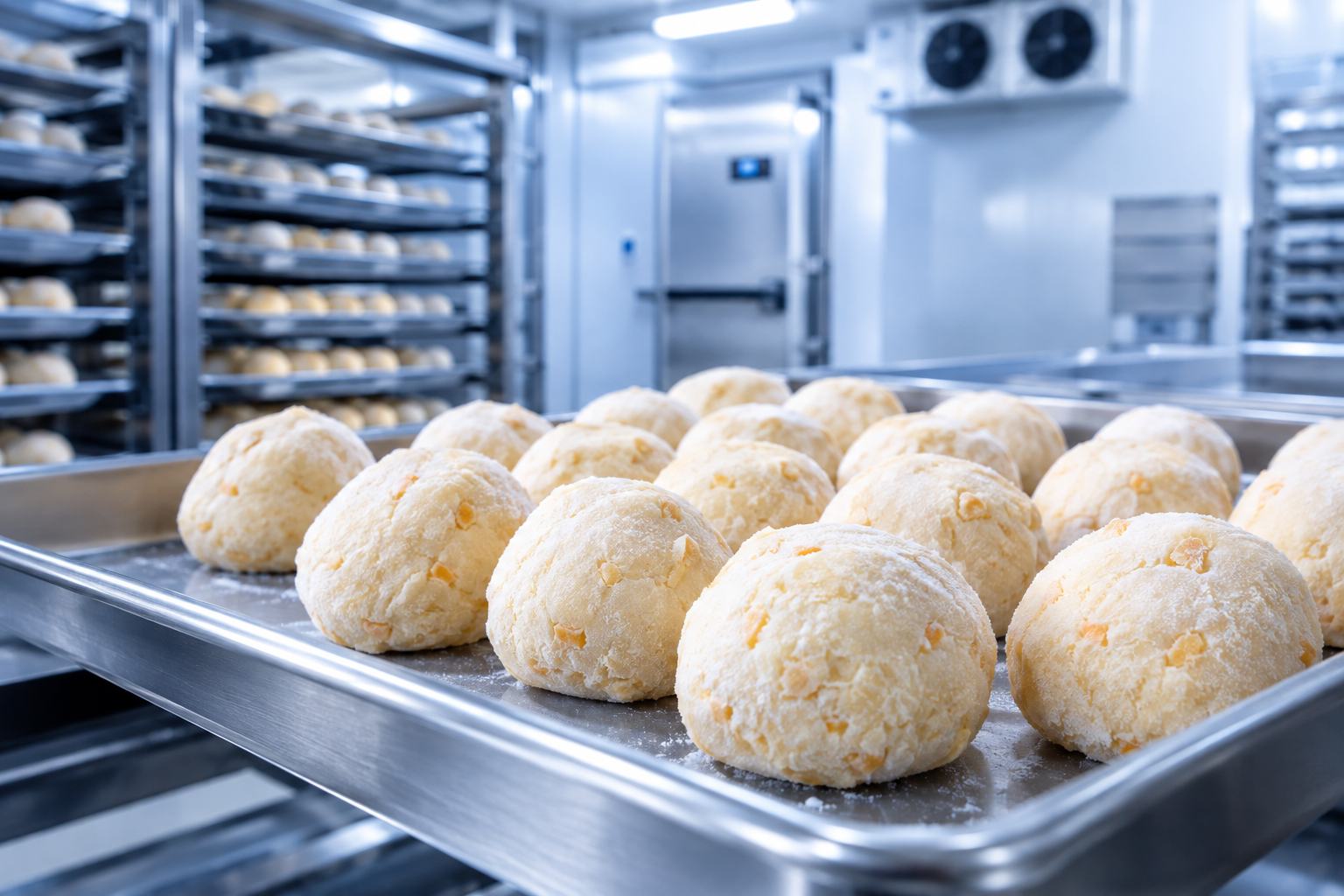 bolinhas de queijo congeladas na padaria industrial